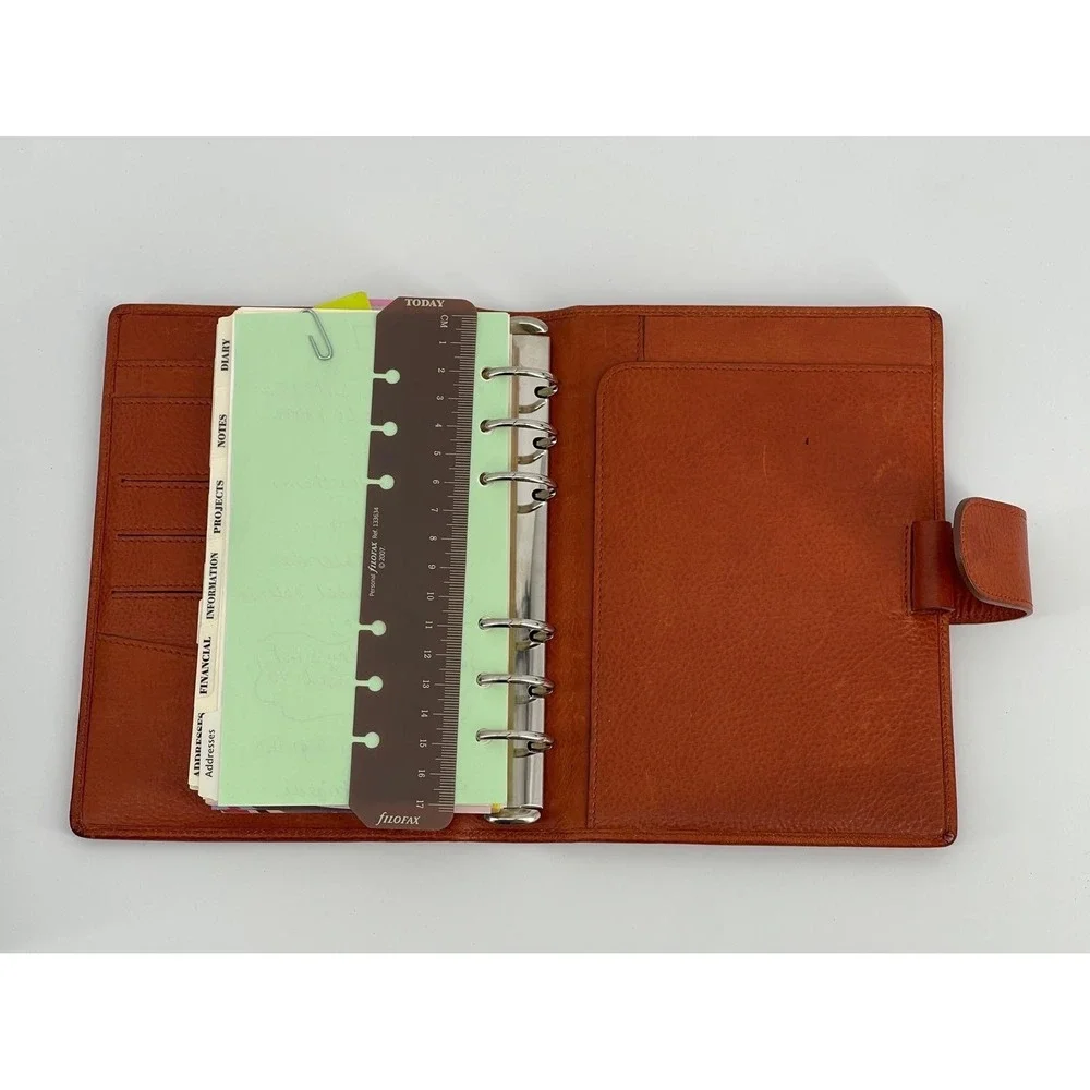 Gillio Firenze Amica Leather Planner Binder Brown Personal Size No Inserts